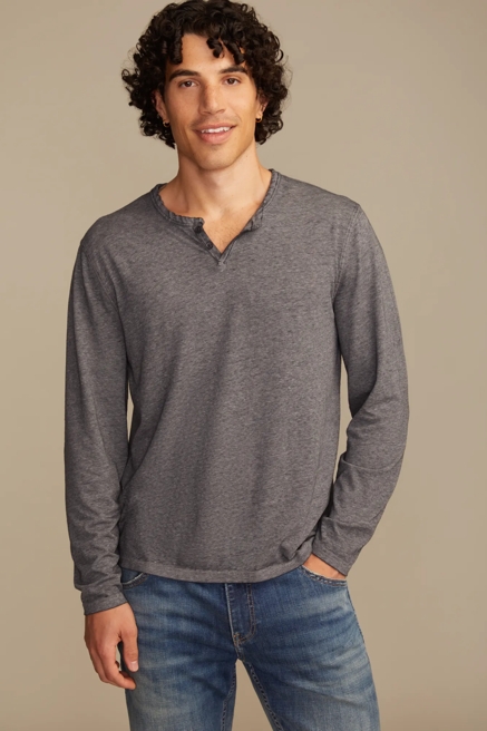 VENICE BURNOUT LONG SLEEVE NOTCH NECK TEE, image 1