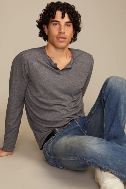 VENICE BURNOUT LONG SLEEVE NOTCH NECK TEE, image 2