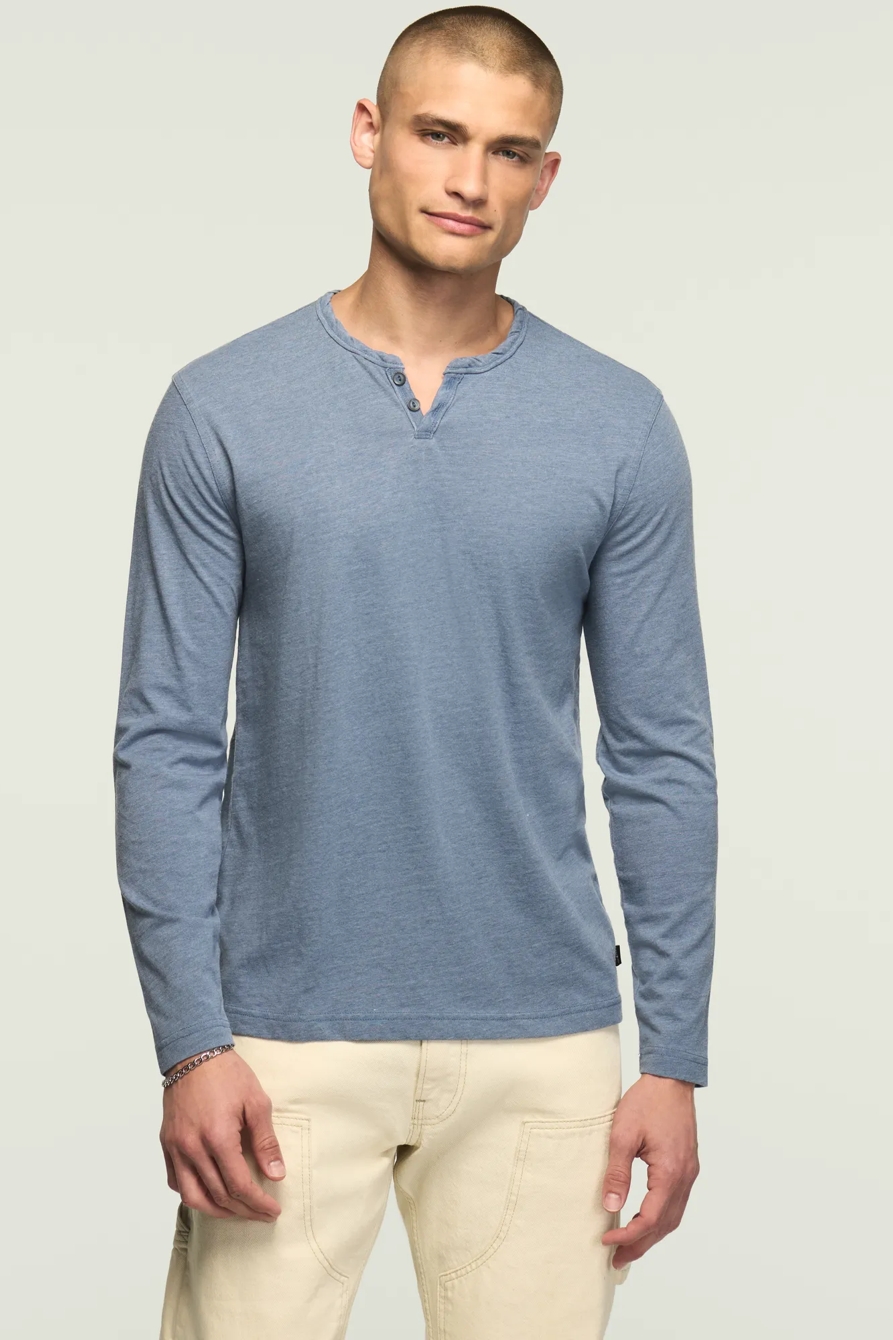 VENICE BURNOUT LONG SLEEVE NOTCH NECK TEE, image 1