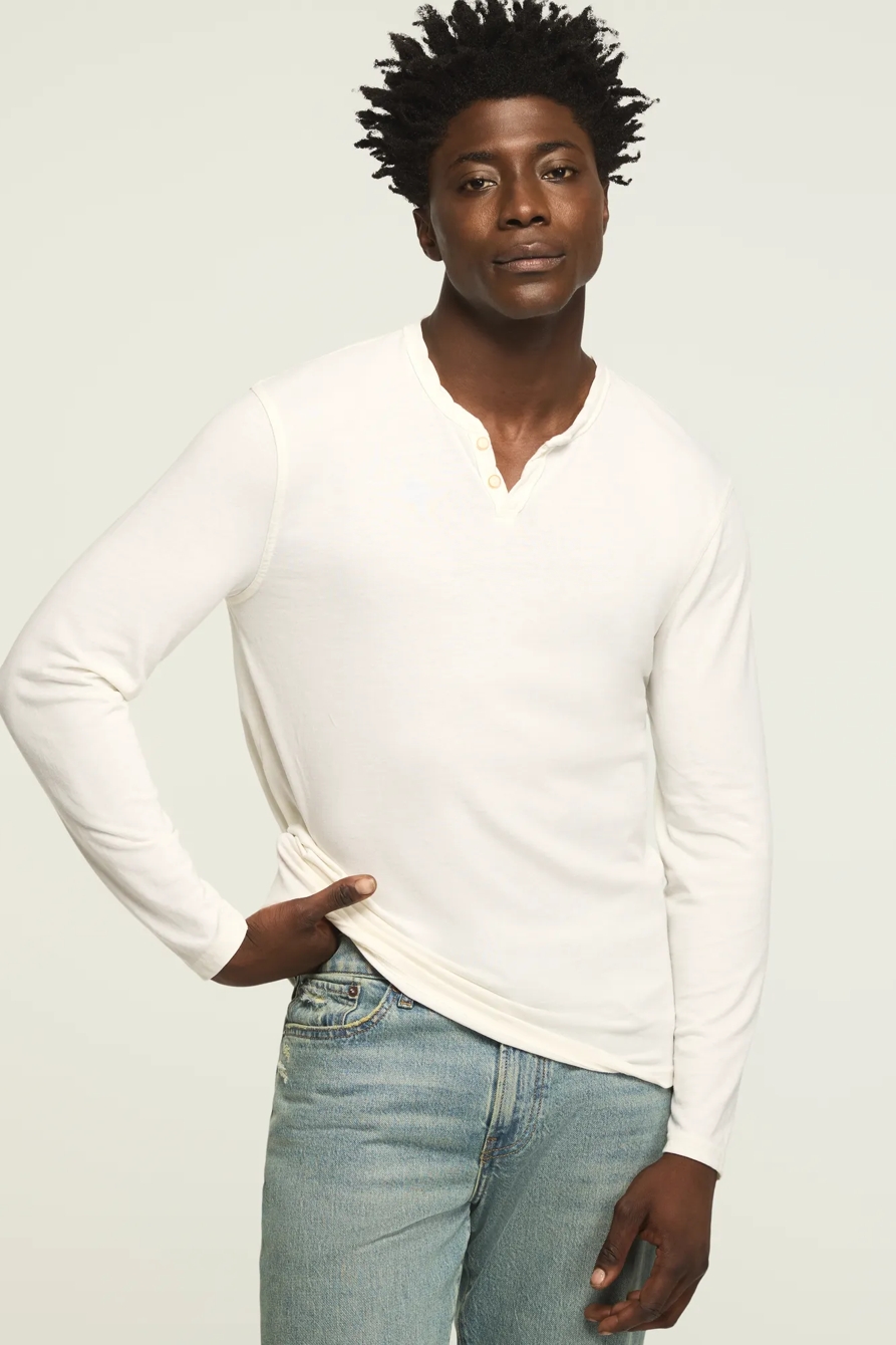 VENICE BURNOUT LONG SLEEVE NOTCH NECK TEE, image 1