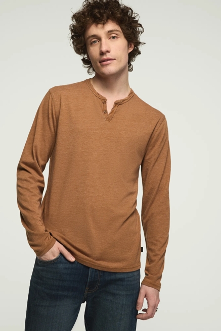 VENICE BURNOUT LONG SLEEVE NOTCH NECK TEE, image 1