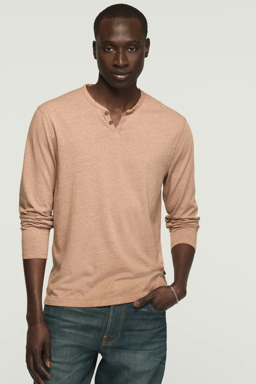 VENICE BURNOUT LONG SLEEVE NOTCH NECK TEE, image 1