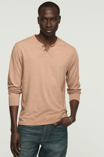 VENICE BURNOUT LONG SLEEVE NOTCH NECK TEE, image 1