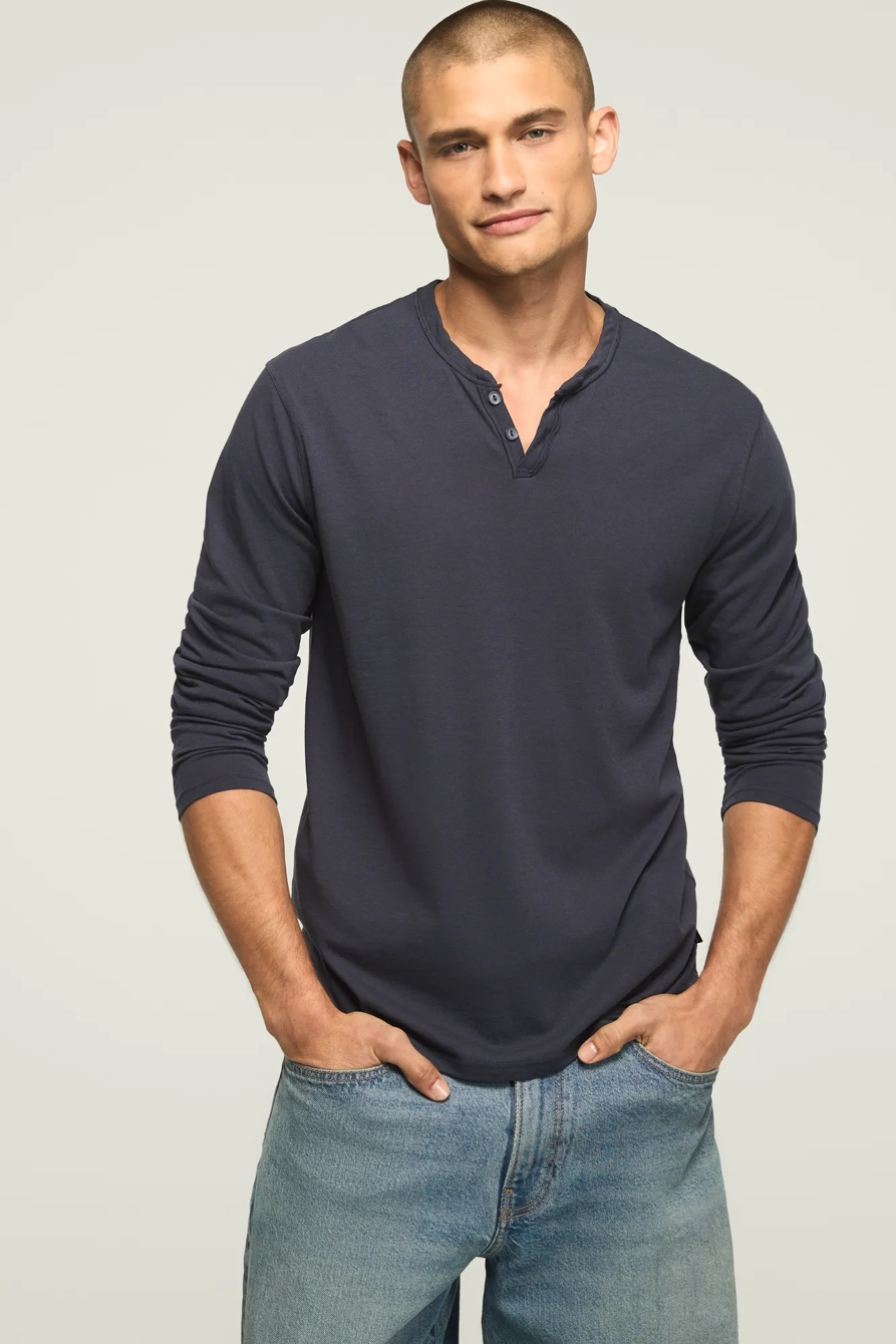 VENICE BURNOUT LONG SLEEVE NOTCH NECK TEE, image 1