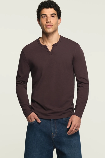 VENICE BURNOUT LONG SLEEVE NOTCH NECK TEE, image 1