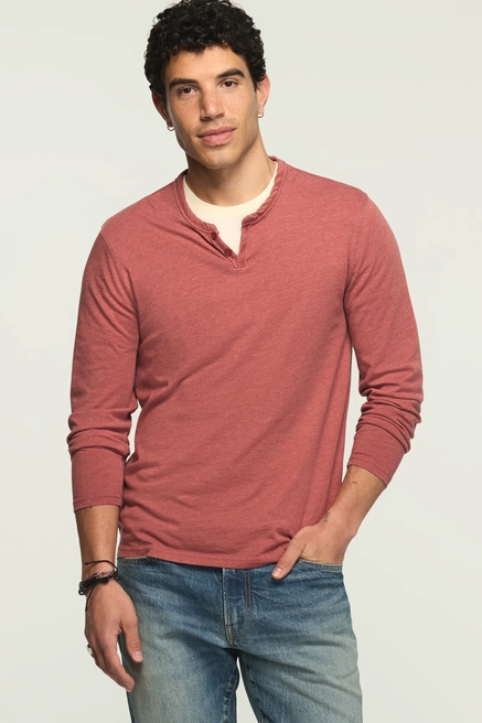 VENICE BURNOUT LONG SLEEVE NOTCH NECK TEE, image 1