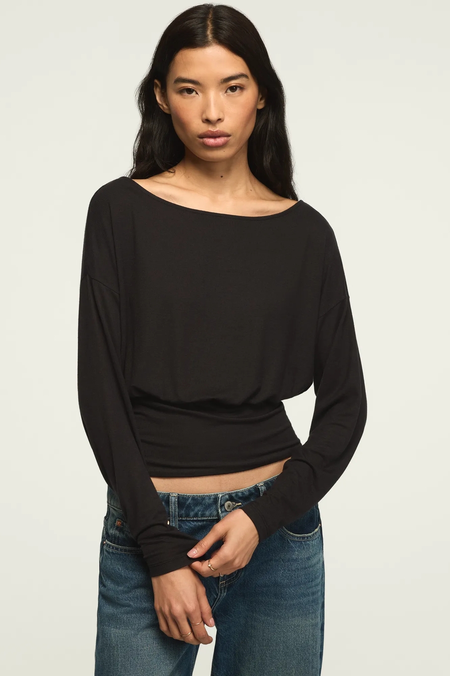 BRUSHED BOAT NECK BANDED TOP, image 2