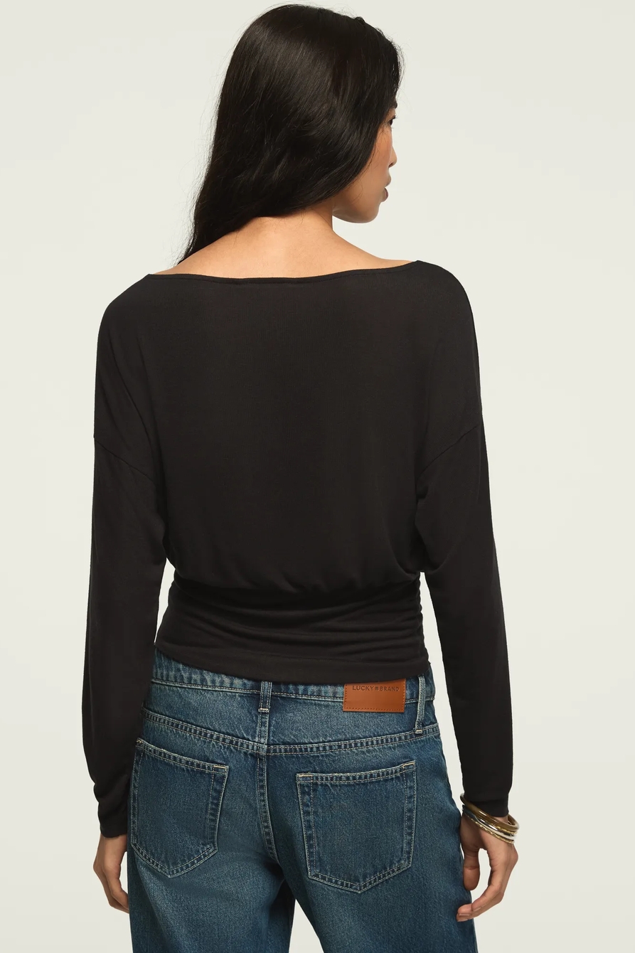 BRUSHED BOAT NECK BANDED TOP, image 3