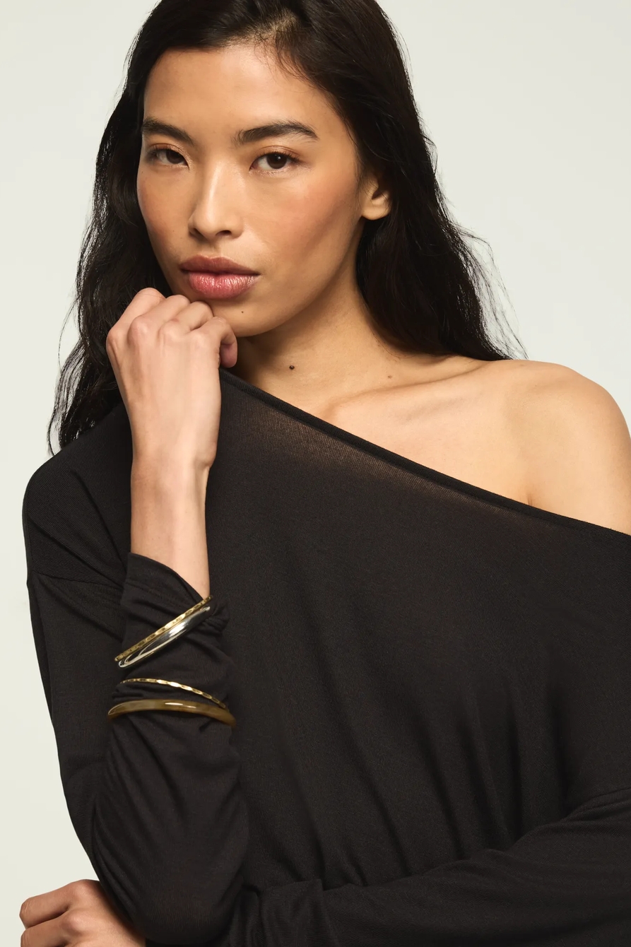 BRUSHED BOAT NECK BANDED TOP, image 6