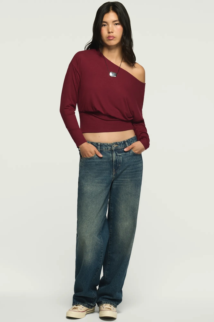 BRUSHED BOAT NECK BANDED TOP, image 2