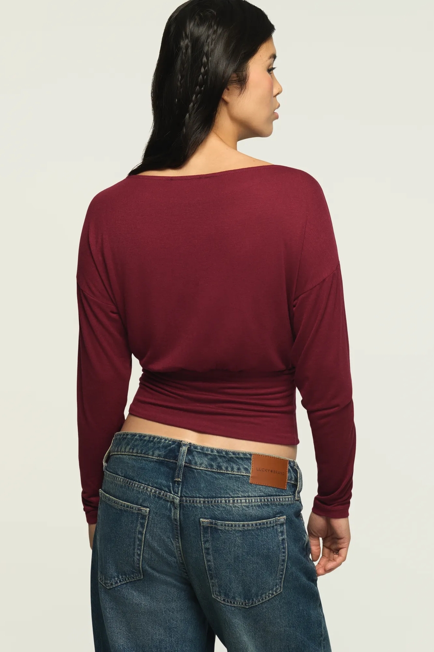 BRUSHED BOAT NECK BANDED TOP, image 3