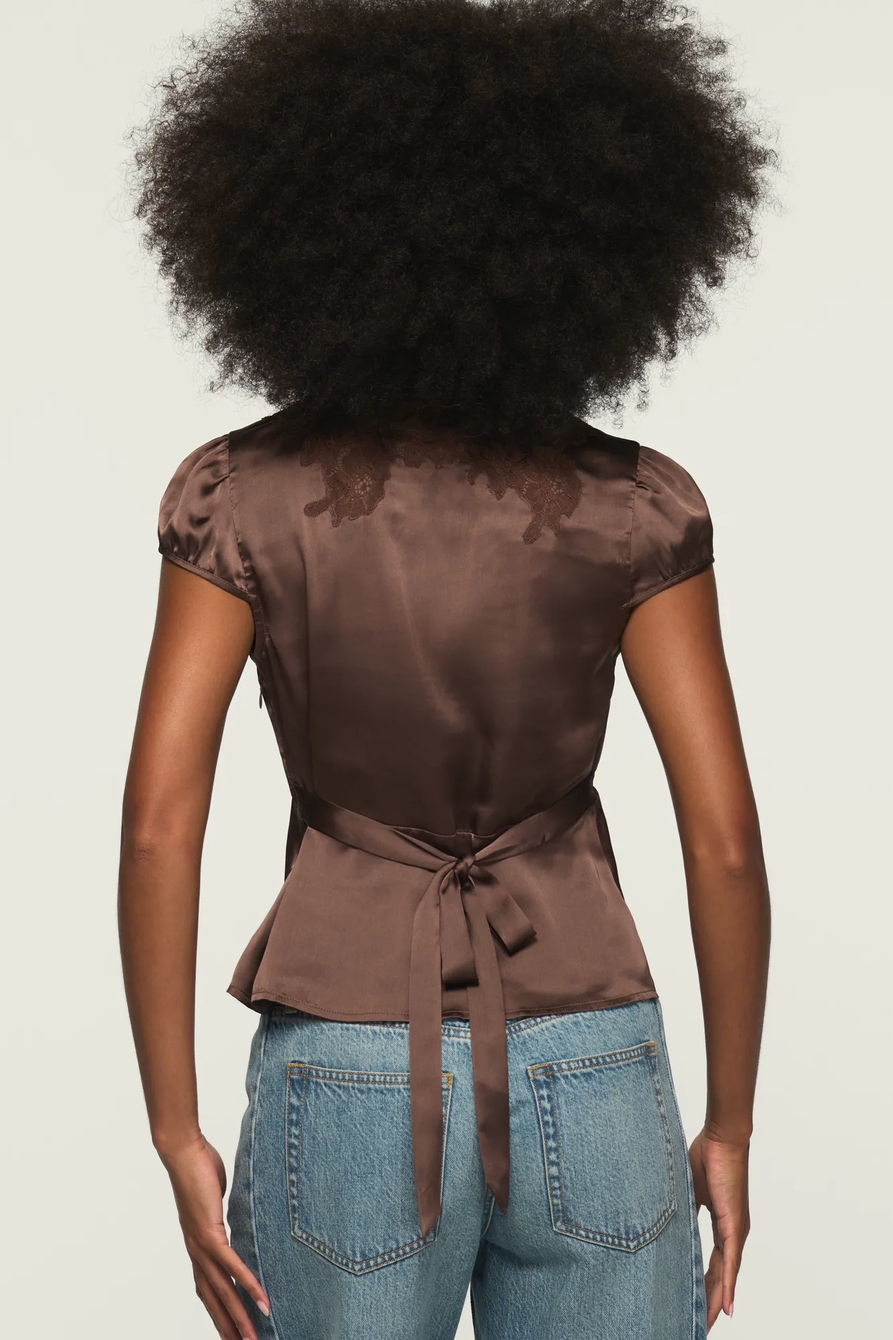 LACE NECKLINE SHORT SLEEVE BLOUSE, image 3