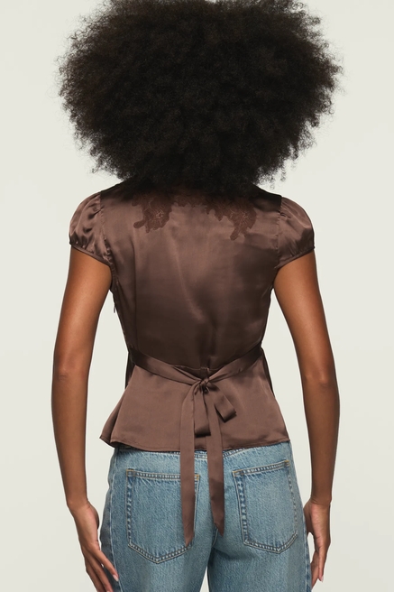 LACE NECKLINE SHORT SLEEVE BLOUSE, image 3