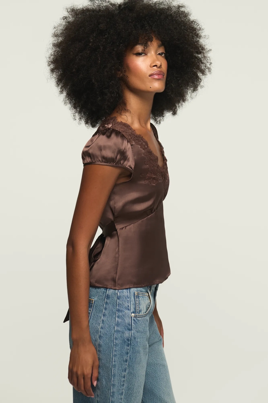 LACE NECKLINE SHORT SLEEVE BLOUSE, image 5