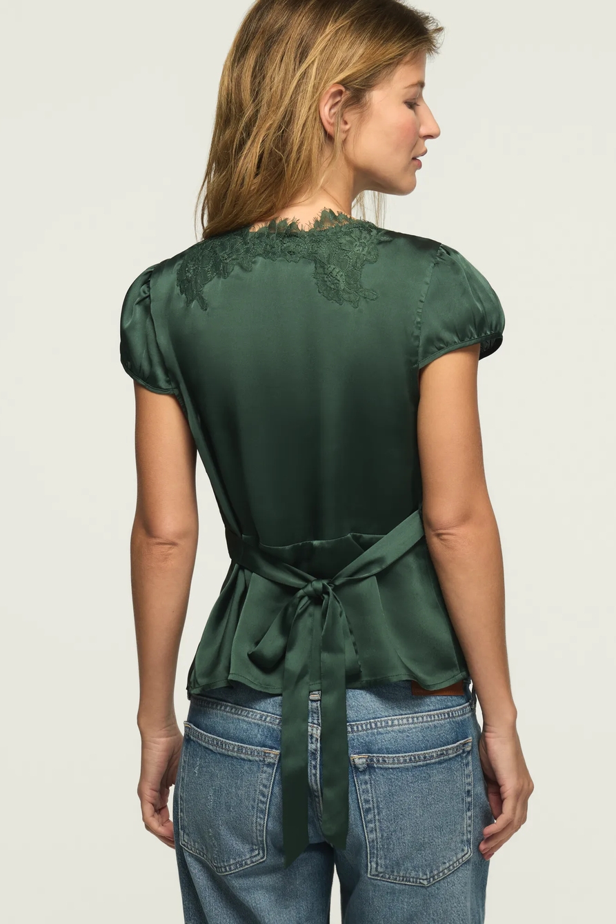LACE NECKLINE SHORT SLEEVE BLOUSE, image 3