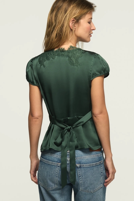 LACE NECKLINE SHORT SLEEVE BLOUSE, image 3