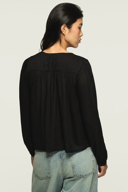 LONG SLEEVE VELVET TRIM BLOUSE, image 3