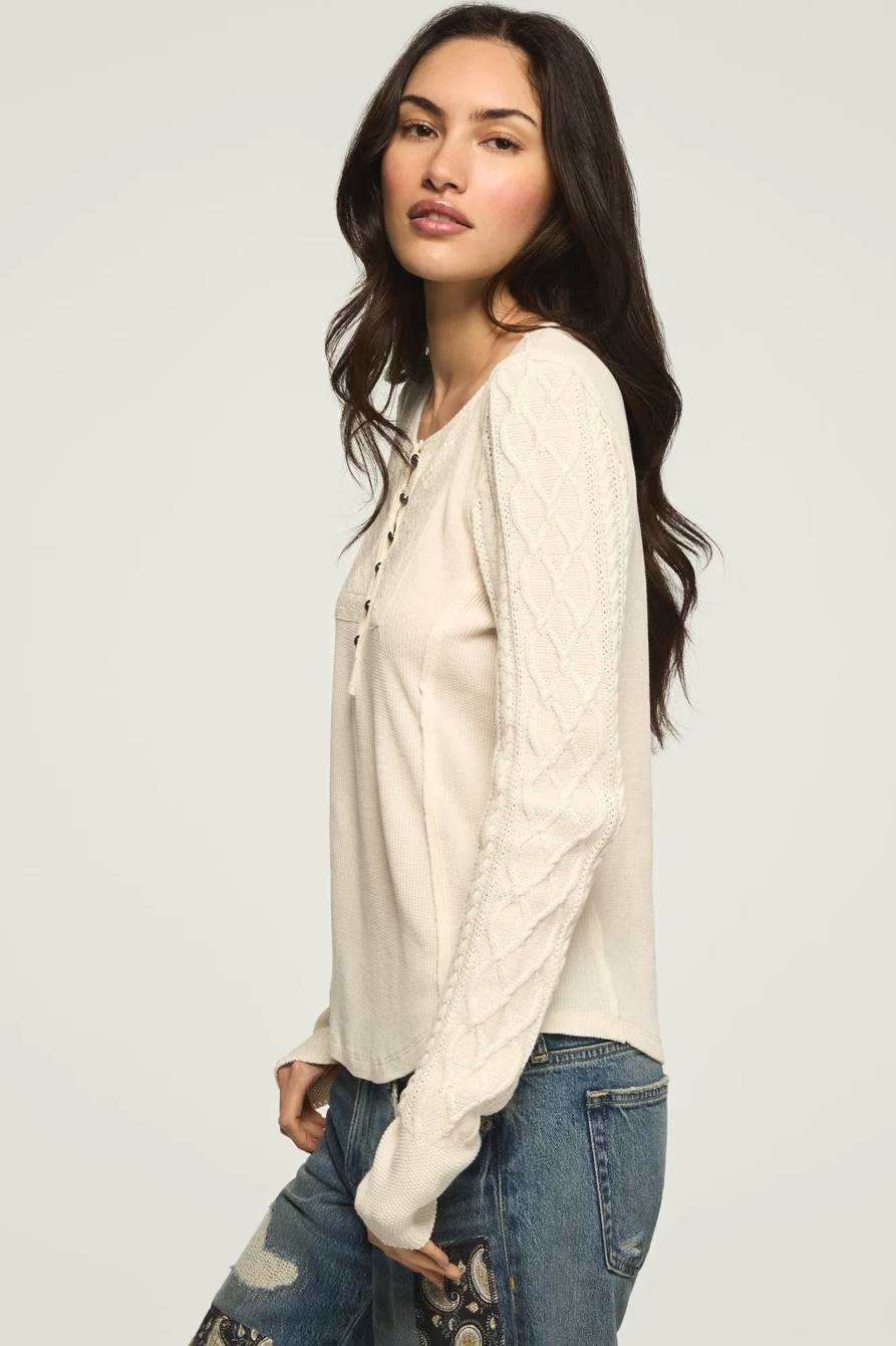 PINTUCK SWEATER MIX HENLEY, image 4