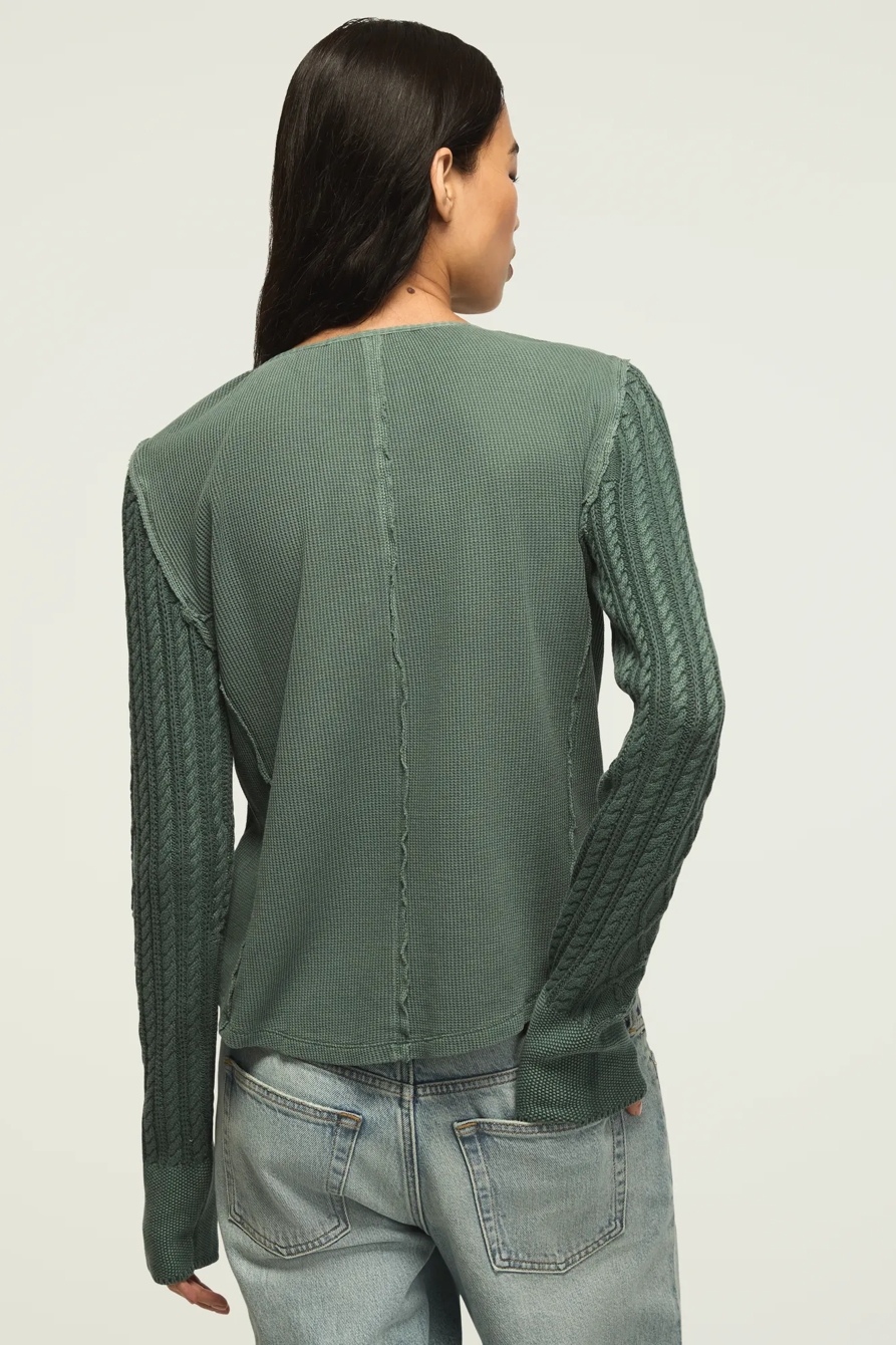 PINTUCK SWEATER MIX HENLEY, image 3
