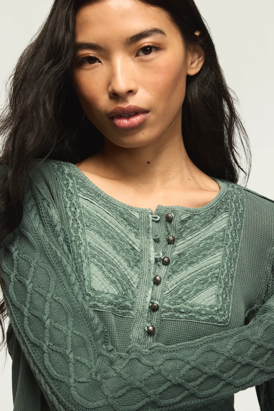 PINTUCK SWEATER MIX HENLEY, image 5