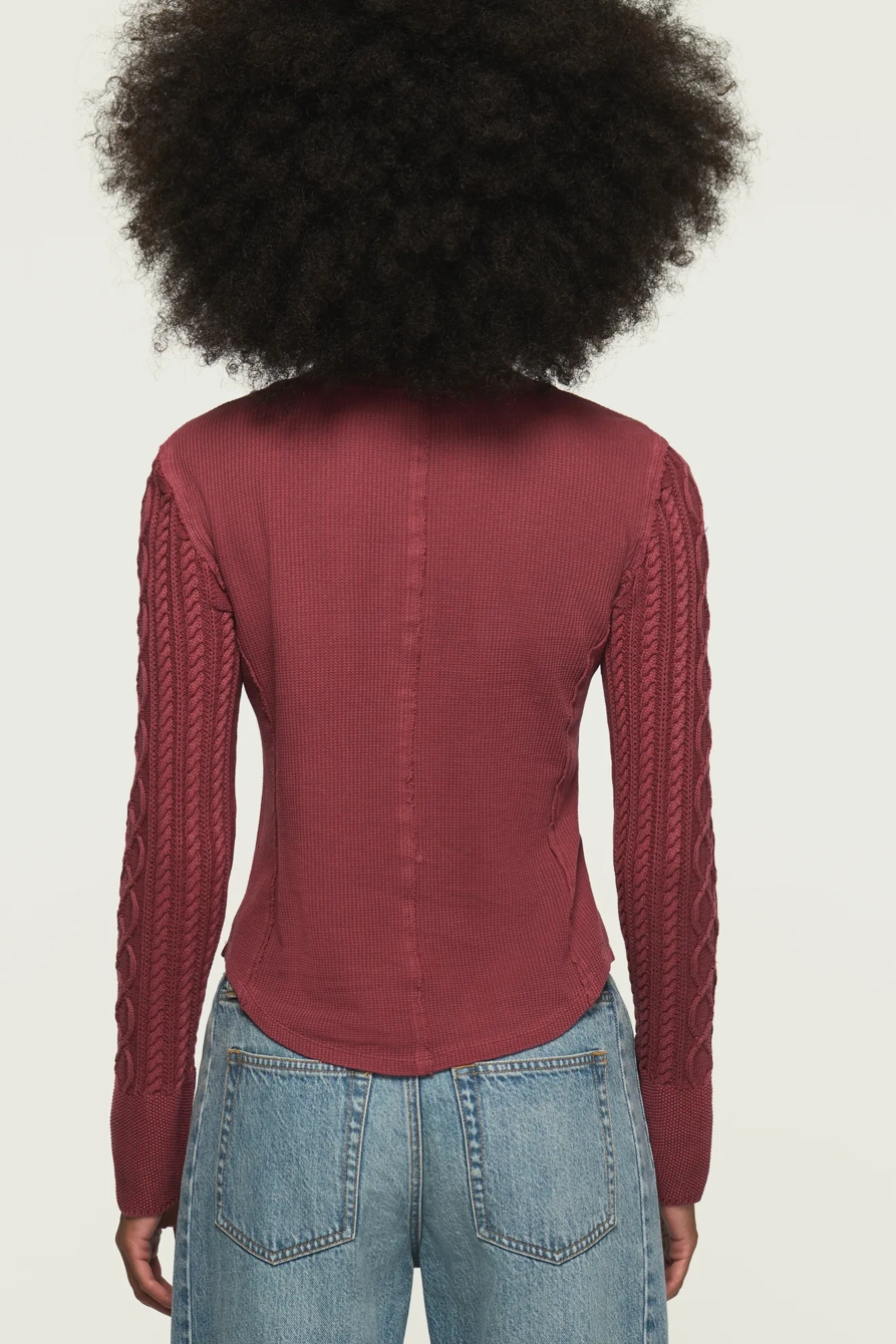 PINTUCK SWEATER MIX HENLEY, image 3