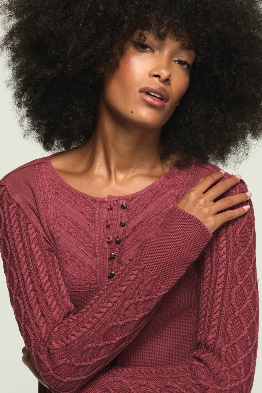 PINTUCK SWEATER MIX HENLEY, image 5