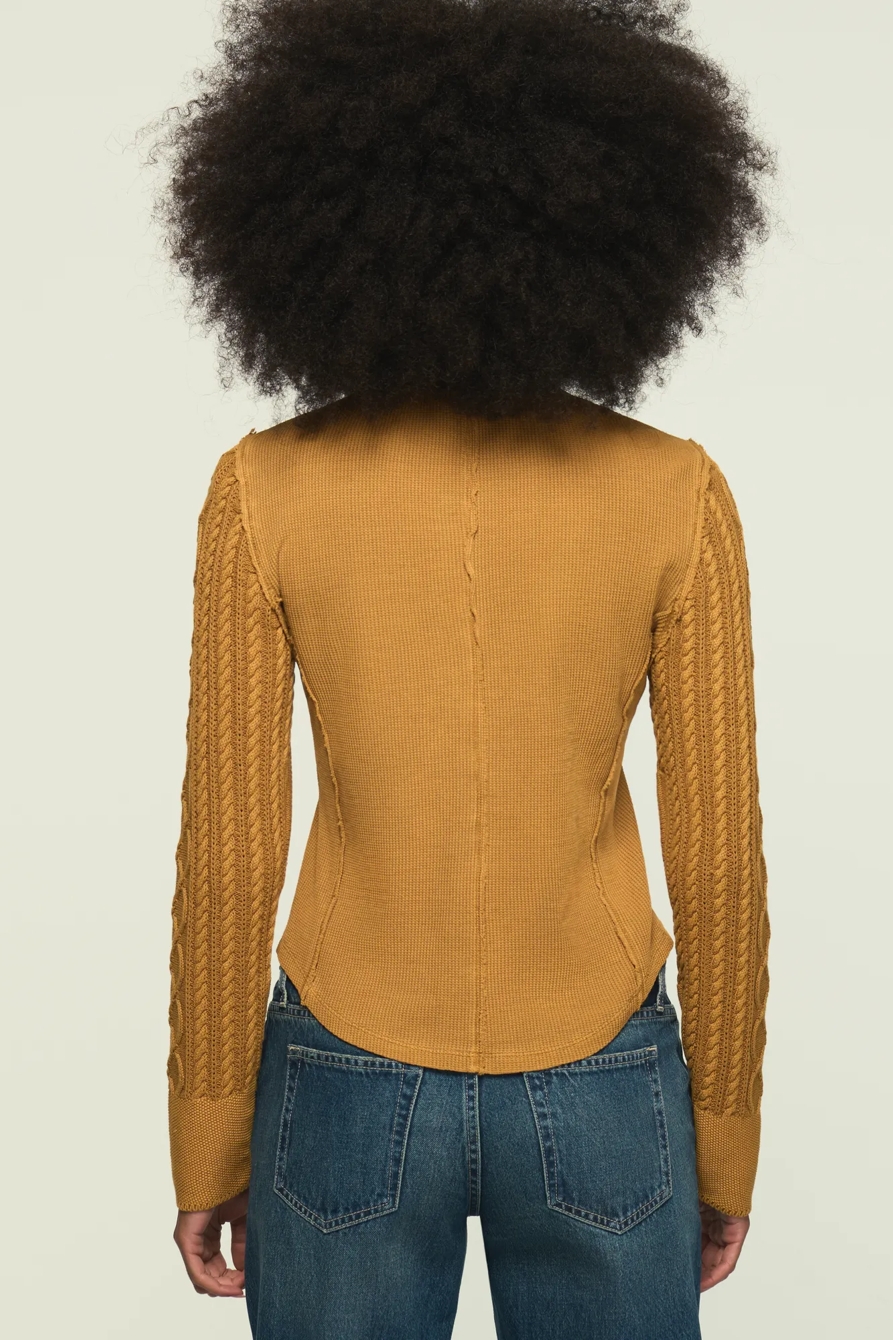 PINTUCK SWEATER MIX HENLEY, image 3
