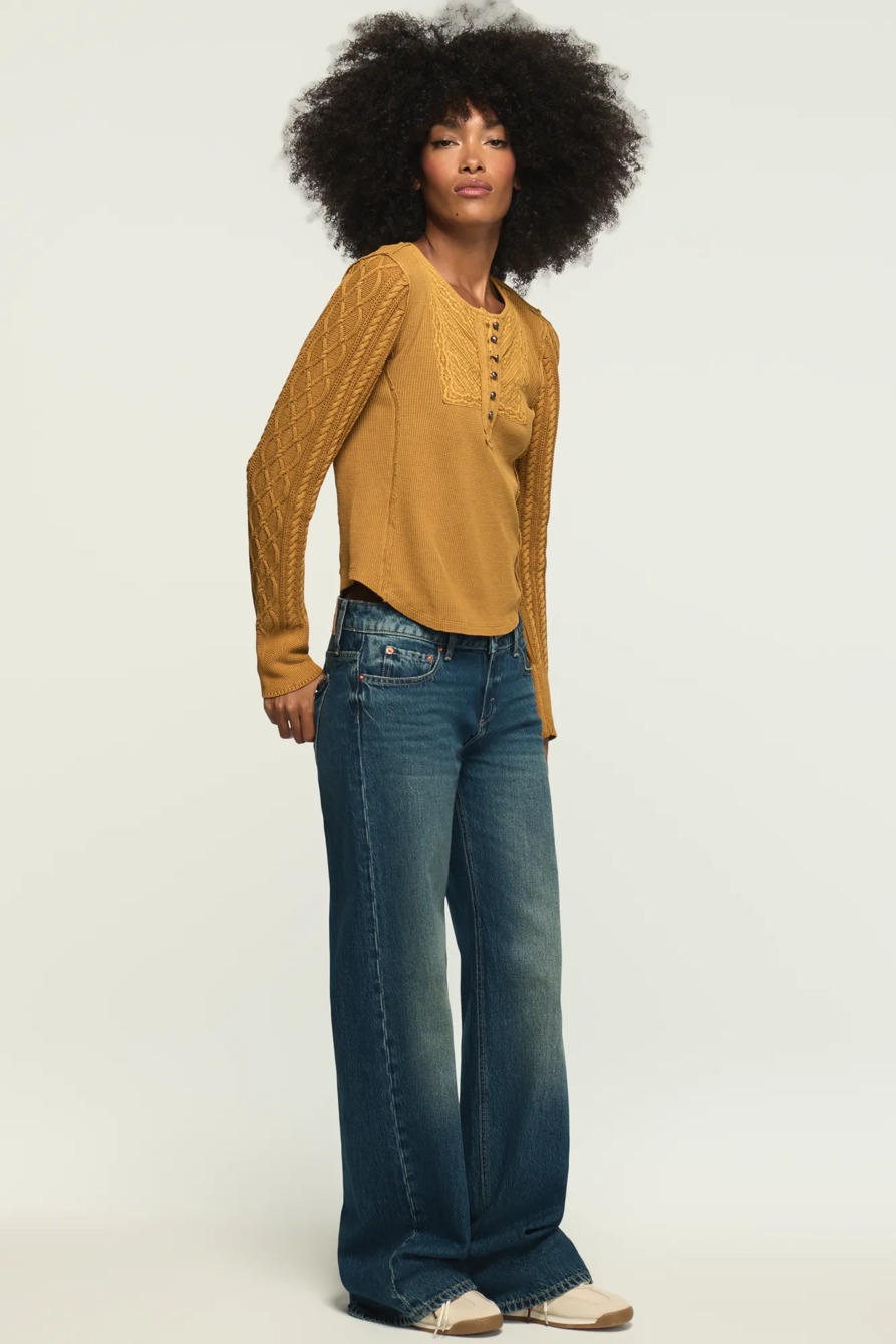 PINTUCK SWEATER MIX HENLEY, image 5