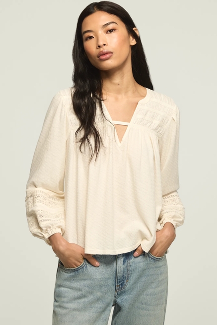 LACE TRIM LONG SLEEVE TOP, image 1