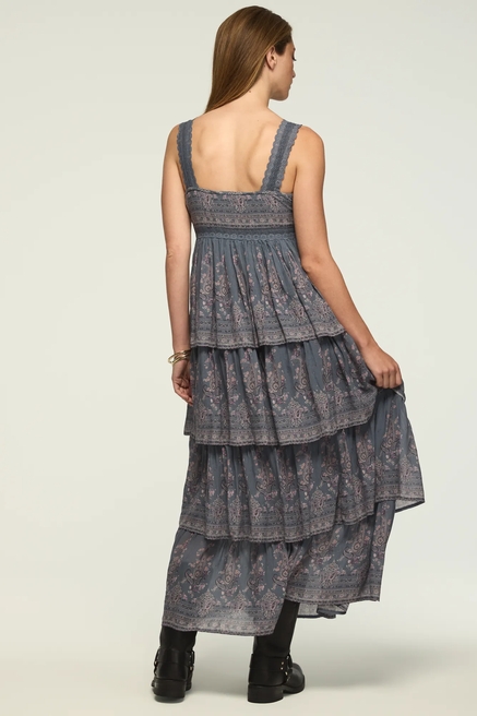 BORDER PRINT TIERED MAXI DRESS, image 3
