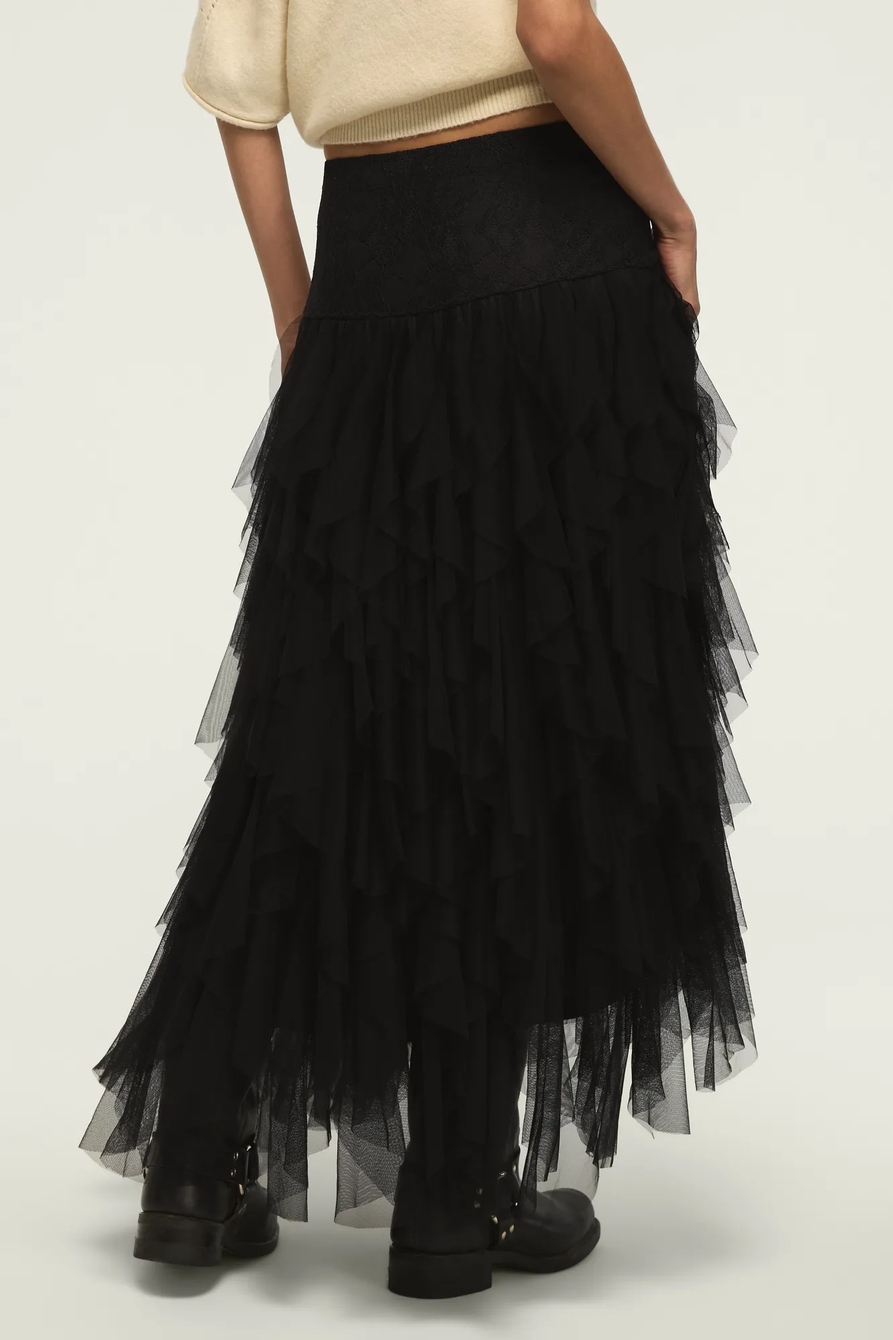 LACE YOKE RUFFLE MAXI SKIRT, image 3
