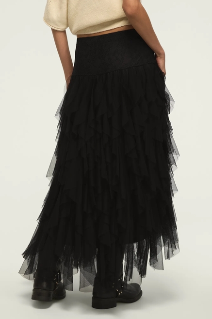 LACE YOKE RUFFLE MAXI SKIRT, image 3