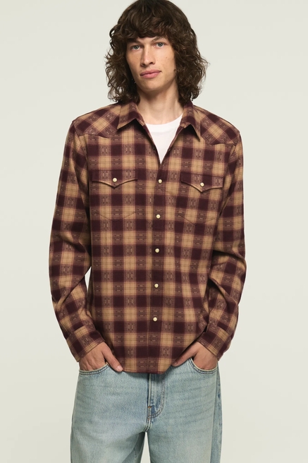 LONG SLEEVE DOBBY PLAID MESA WESTERN, image 1