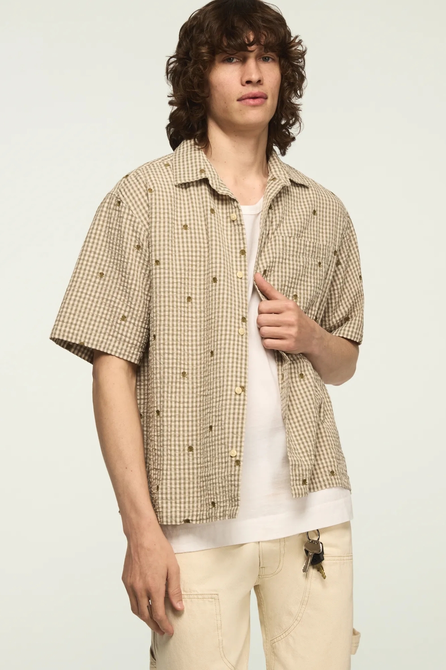 SHORT SLEEVE EMROIDERED PLAID SEERSUCKER SAN GABRIEL, image 1