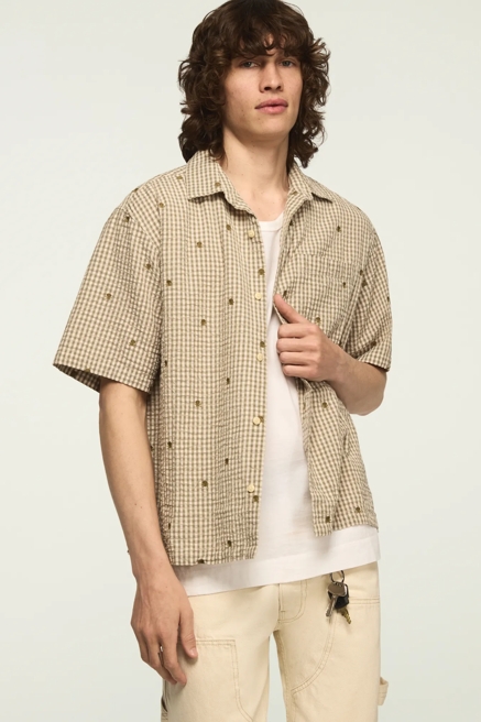 SHORT SLEEVE EMROIDERED PLAID SEERSUCKER SAN GABRIEL, image 1