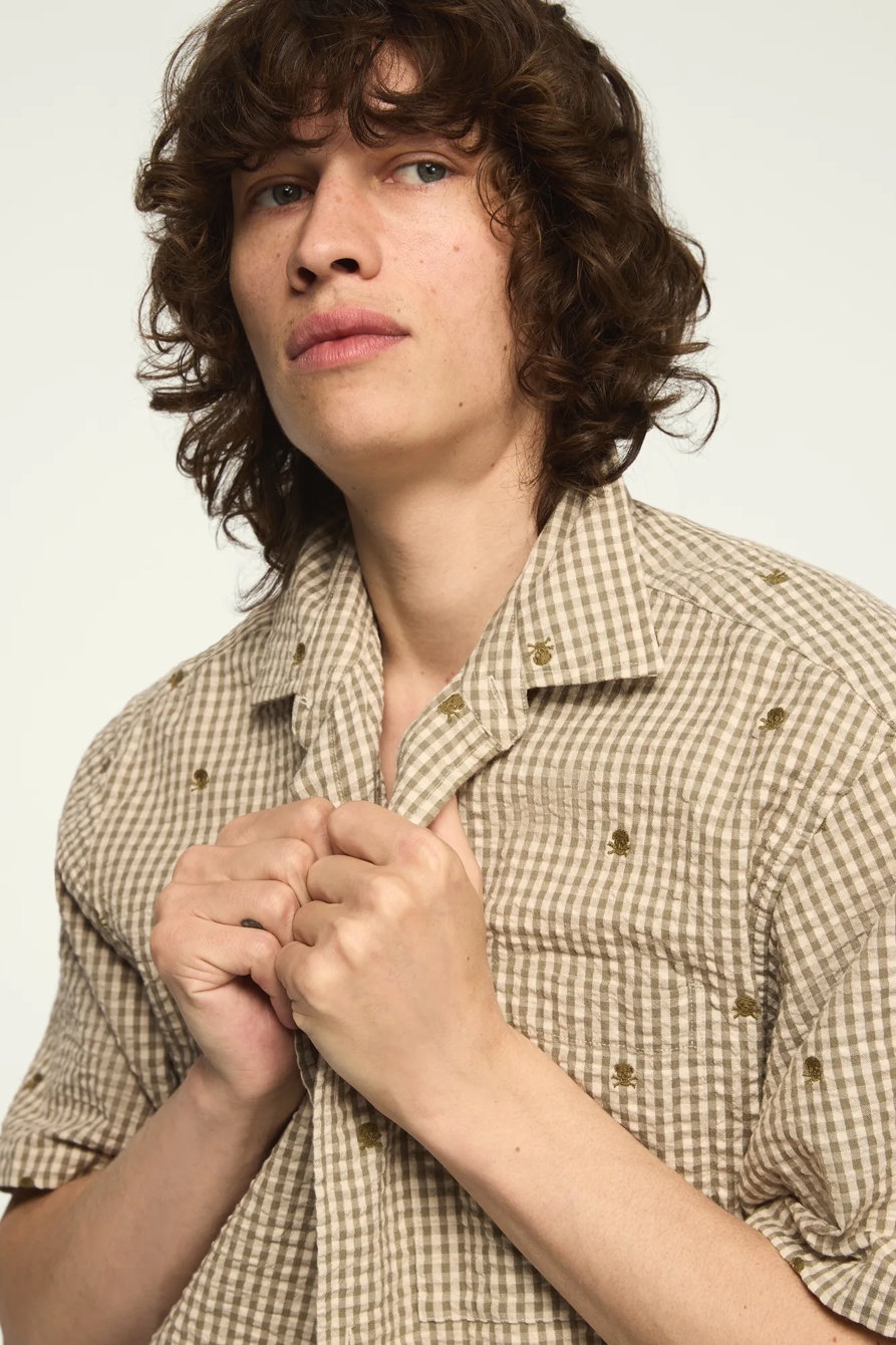 SHORT SLEEVE EMROIDERED PLAID SEERSUCKER SAN GABRIEL, image 2