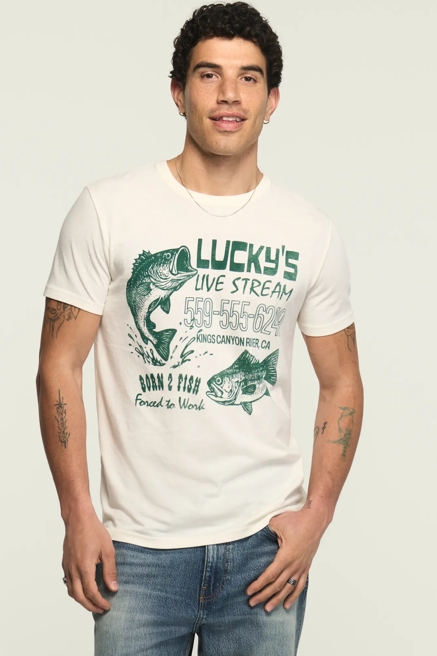 LUCKYS LIVE STREAM FISH TEE, image 1