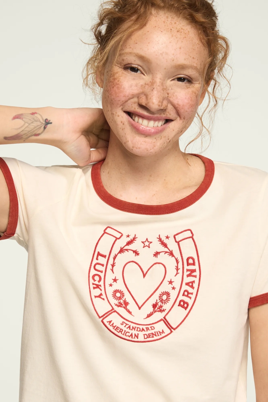 LUCKY BRAND HORSESHOE RINGER TEE, image 1