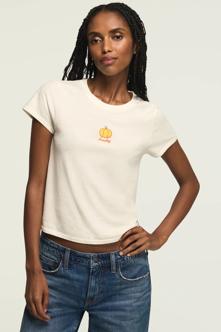 EMBROIDERED PUMPKIN BABY TEE, image 1