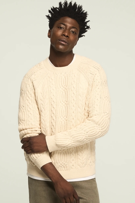 RAGLAN CREW NECK CABLE SWEATER, image 1