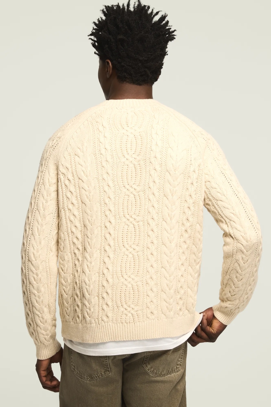 RAGLAN CREW NECK CABLE SWEATER, image 3