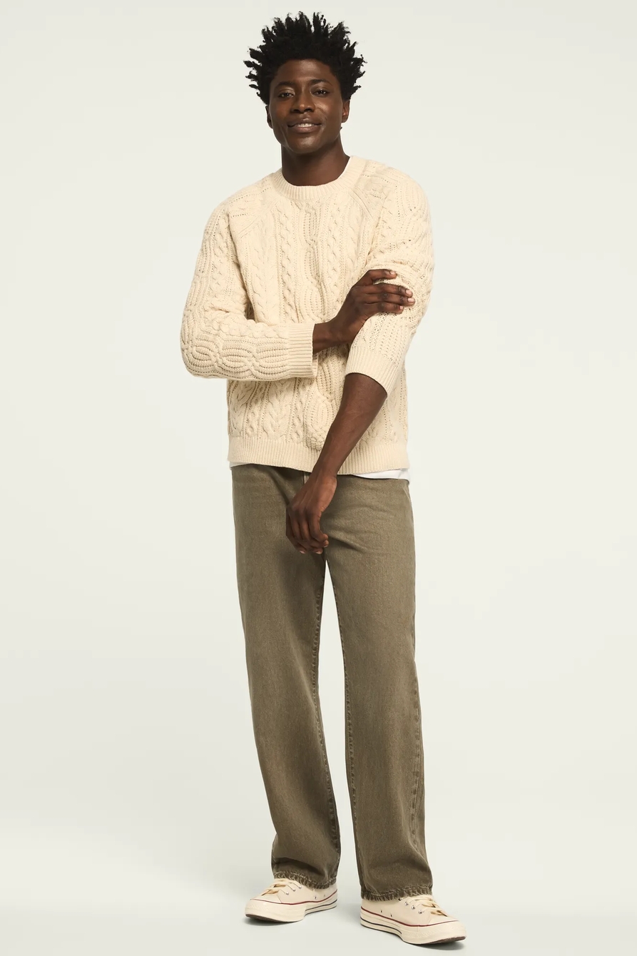 RAGLAN CREW NECK CABLE SWEATER, image 5