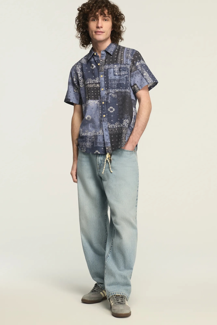 SS BANDANA PRINT CAMP COLLAR SHIRT, image 5