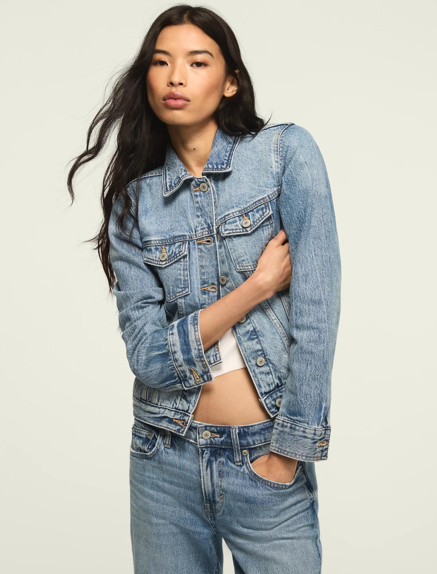 denim shrunken trucker jacket
