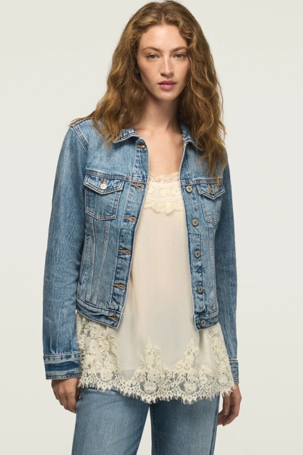 DENIM SHRUNKEN TRUCKER JACKET, image 1