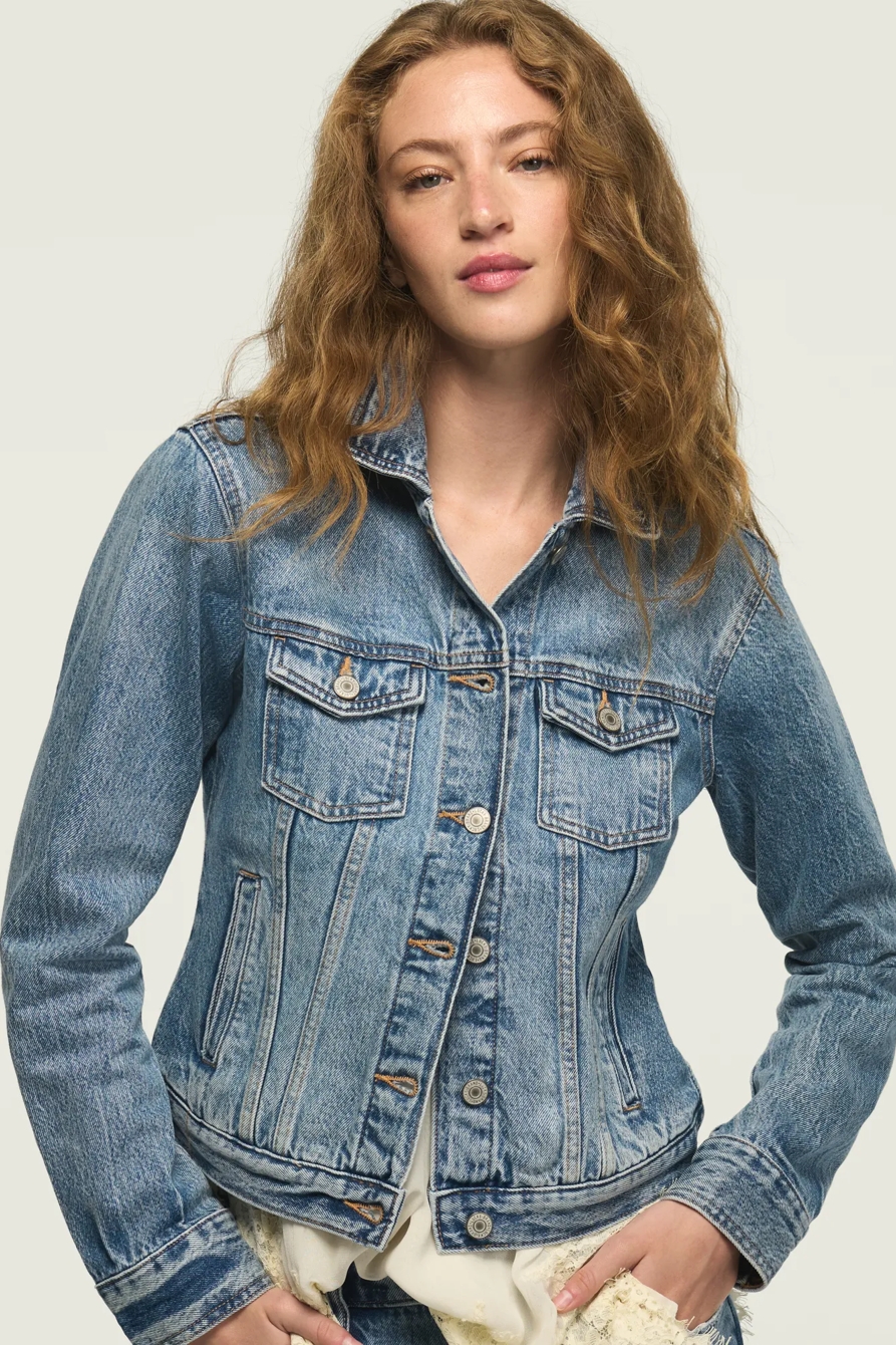 DENIM SHRUNKEN TRUCKER JACKET, image 5