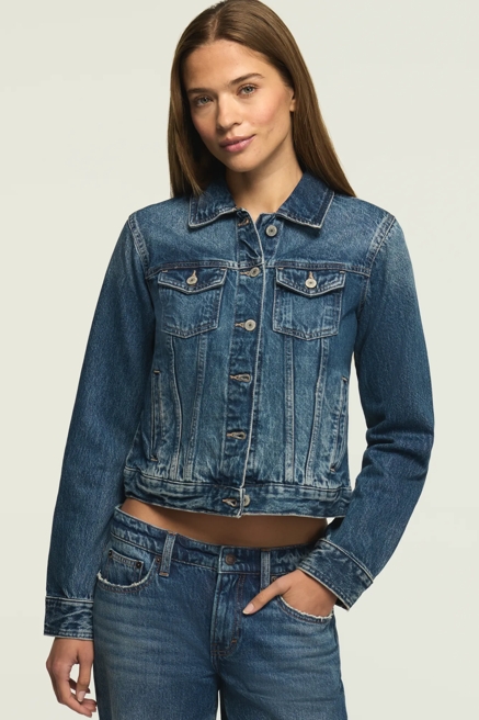 DENIM SHRUNKEN TRUCKER JACKET, image 1