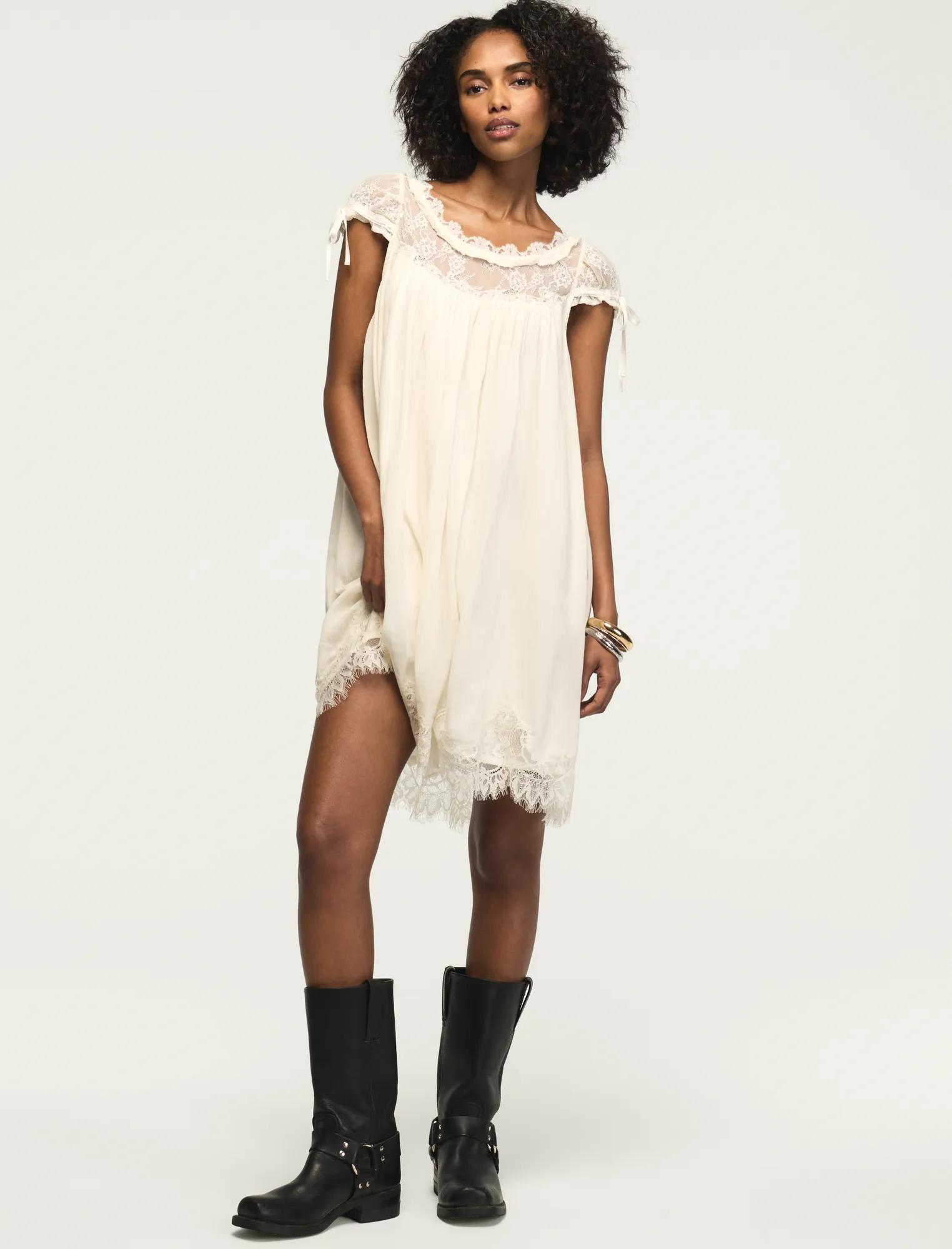 lace babydoll mini dress