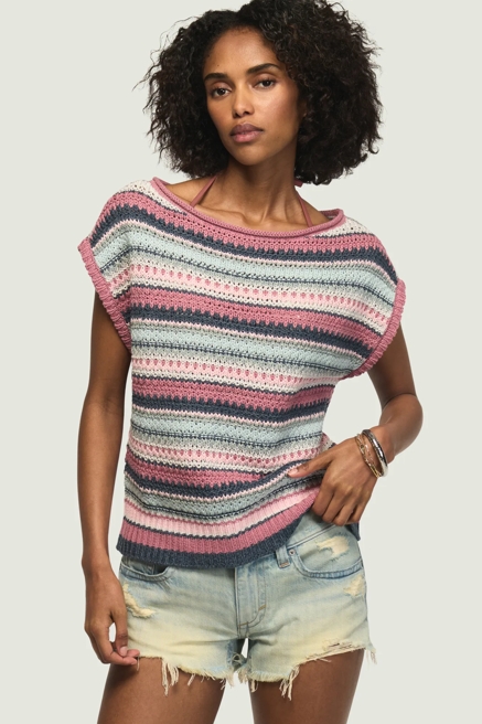 STRIPED BOHO SWEATER VEST, image 1