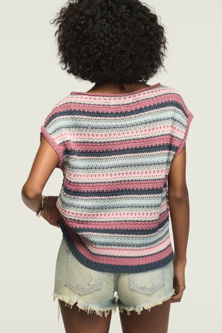 STRIPED BOHO SWEATER VEST, image 3